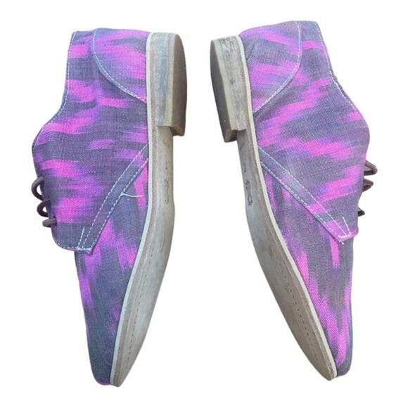 Osborn Ethically Handcrafted Rainbow Canvas & Leather Oxford Lace Up Shoes Sz 37 - Picture 4 of 10